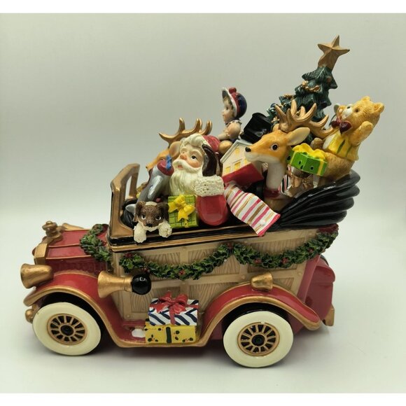 Fitz and Floyd Santa Christmas Car Musical Figurine Vintage Holiday Decor - Picture 1 of 13